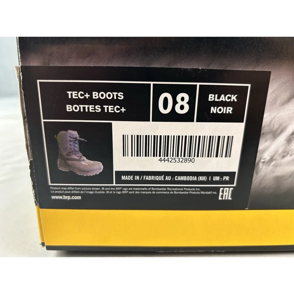 Ski-Doo TEC+ Snowmobile Boots Size 8 Black Primaloft HydroGuard Waterproof NEW